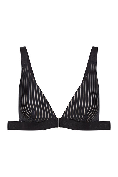 ESOTIQ Triangle Soft Bra Non-Padded Wireless Wide Underband with Logo Striped...