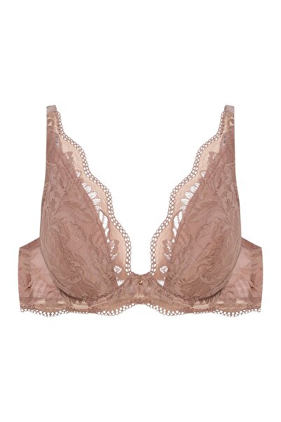 ESOTIQ Sutien moale, fără burete, cu armatură, cu pandantiv din dantelă flora...