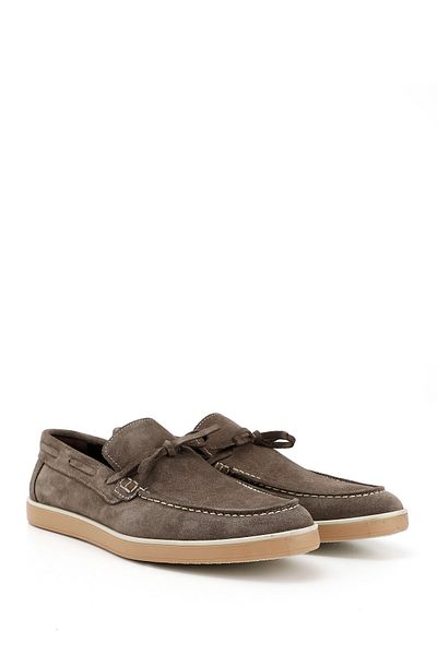 GÖNDERİ(R) Men's Mink Suede Bow Genuine Leather Loafer Shoes