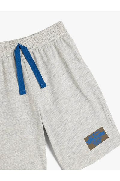 Koton Gray Boy's Shorts with Print Detail and Tie Waist 5Skb40074Tk