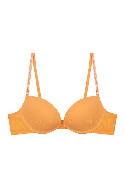 ESOTIQ Sutien push-up BLOOVII cu armatură, simplu, cu plasă, confortabil, minimalist, logo | Saoui