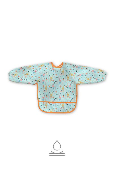 Messido Long Sleeve Food and Activity Apron, Activity and Painting Apron, Cute Rabbit Pattern, 1-5 Years Old