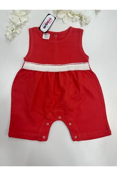 Esterella Baby Girl / 100% Cotton / muslin Jumpsuit with Ruffle Detail / snaps
