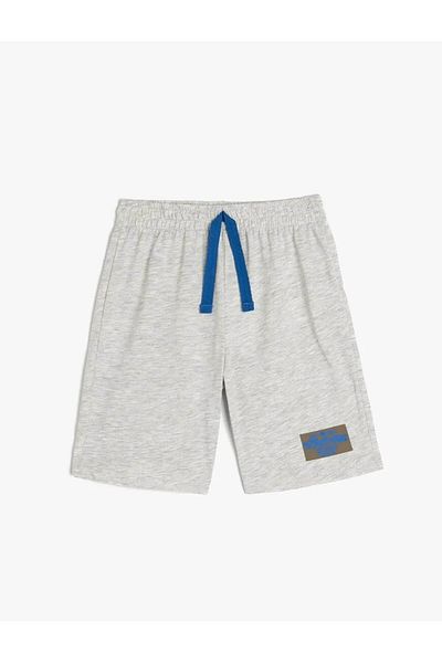 Koton Gray Boy's Shorts with Print Detail and Tie Waist 5Skb40074Tk