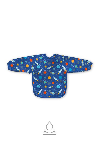 Messido Long Sleeve Food and Activity Apron, Activity and Painting Apron, Space Pattern, 1-5 Years Old