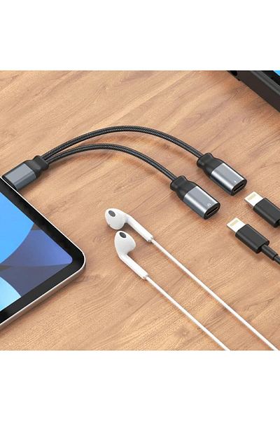 Generic Dual Lightning Headphone Adapter and Charger Dongle