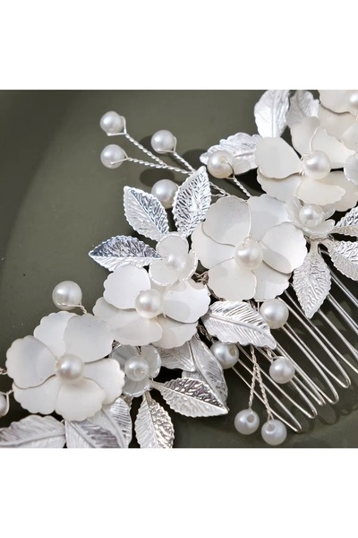 VİYA Eleni Handmade Pearl Leaf and Flower Detailed Promise Engagement Wedding Wedding Elegant Bridal Hair Accessory
