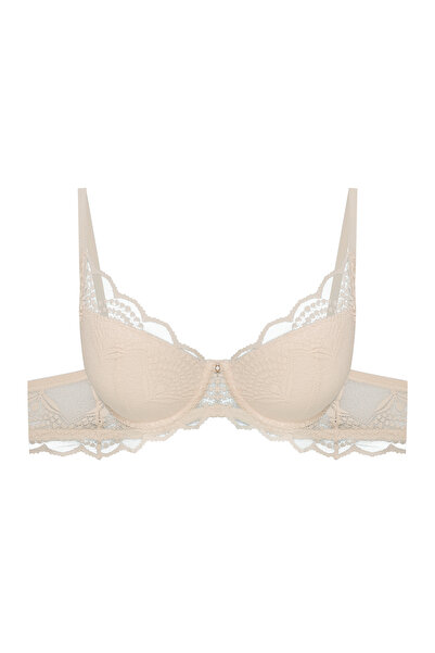 ESOTIQ Sutien push-up cu armătură, dantelă florală și pandantiv | Lenjerie se...