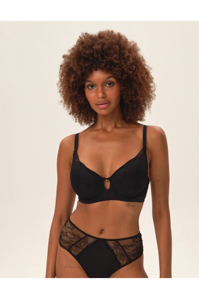 ESOTIQ Sutien ușor căptușit cu armătură, dantelă florală decorativă, decupaj frontal și bandă interioară lată | Talisman