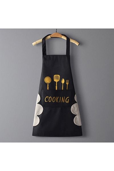 Choice Black Print Kitchen Apron With Pocket Sleeveless Restaurant Waiter Chef Pinafore Cooking Baking Wate