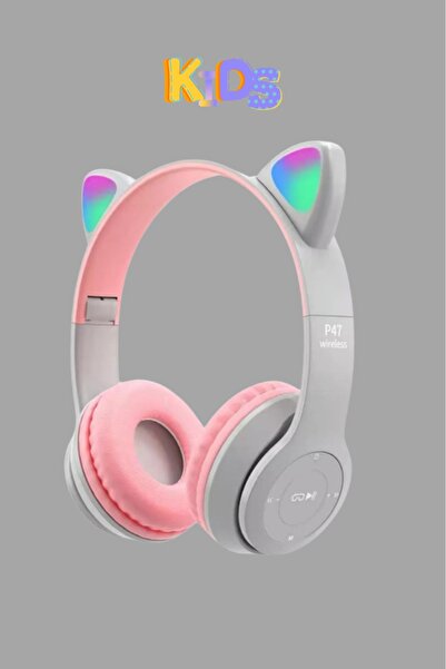 WUNİT Kedi Kulaklık Bluetooth Kablosuz RGB Işıklı Çocuk Oyun Kulaklığı Radyolu W