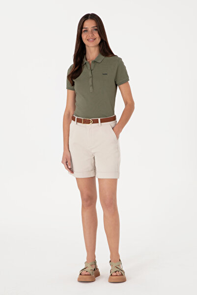 U.S. Polo Assn. Kadın Bej Dokuma Şort 50309125-VR011