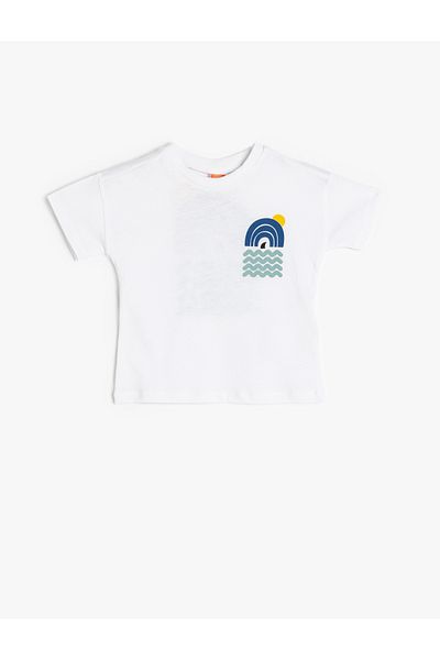 Koton Crew Neck Short Sleeve Print Detailed Cotton T-Shirt