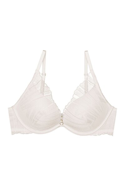 ESOTIQ Sutien push-up cu decolteu, cu armătură, dantelă și plasă, decorațiuni...