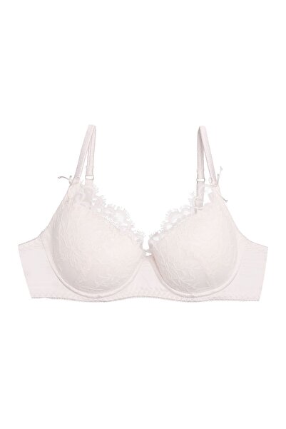 ESOTIQ Sutien push-up cu armătură, dantelă florală și bretele elastice late cu funde | Blithely