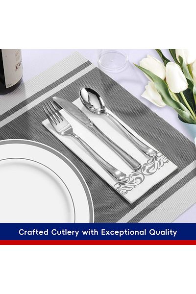 Brands For Less JOLLY CHEF 700 Piece plastic disposable Silver Dinnerware