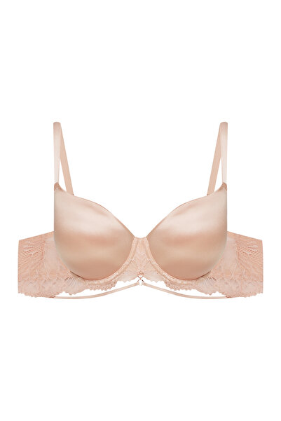 ESOTIQ Sutien cu burete ușor, stil Balconette, cupe fine și laterale din dant...