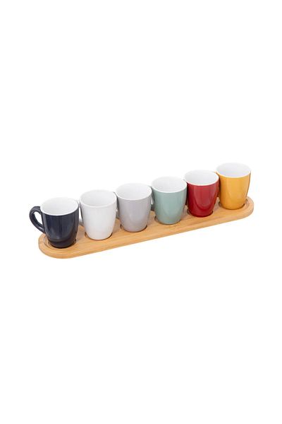 Secret de Gourmet Σετ 6 φλιτζανιών εσπρέσο Colorama, ξύλινη βάση, 8,5 X 0,98 X Υ 39,5 εκ., 90 ml