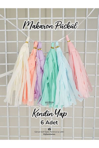 partince Σετ 6 τεμαχίων Macaron Color DIY Φούντα Αλυσίδα Στολίδι για πάρτι γενεθλίων
