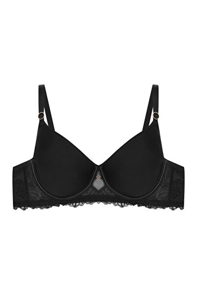ESOTIQ Underwired Bra Smooth Cups Floral Lace Details Golden Embellishment El...