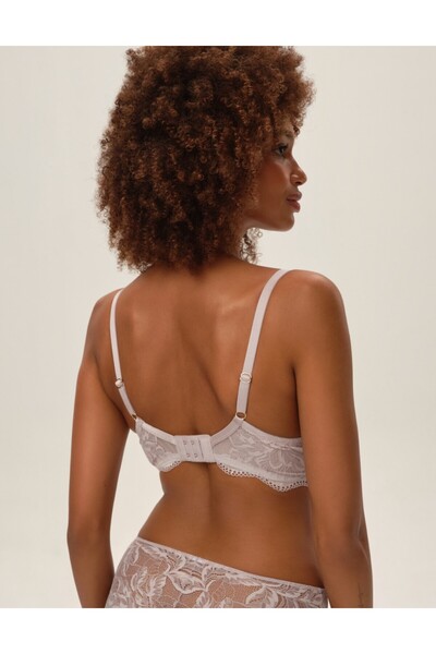 ESOTIQ Sutien triunghi moale, fără burete, cu armătură, dantelă florală și pandantiv auriu, elegant și sexy | Kavi