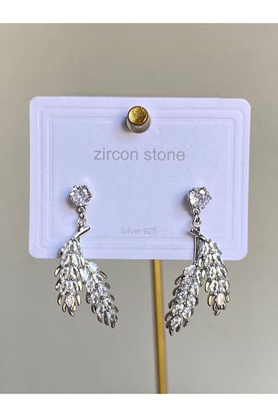 Çelik Crystal Leaf Steel Earrings