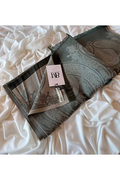 Balamony Khaki Ethnic Pattern Shawl