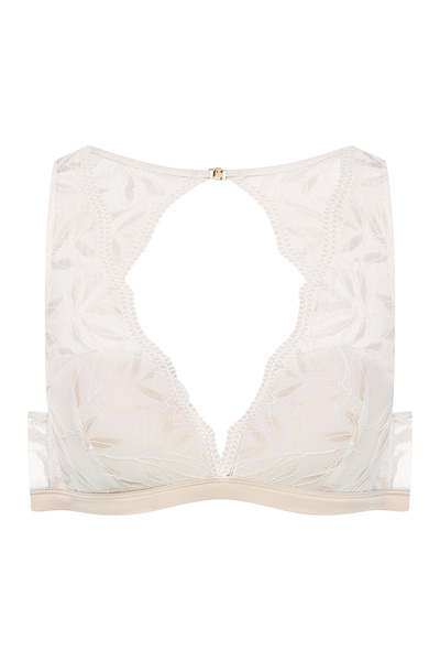 ESOTIQ Sutien moale fără burete, cu spate deschis, cu armătură, brodat cu motive botanice din plasă | Odessa
