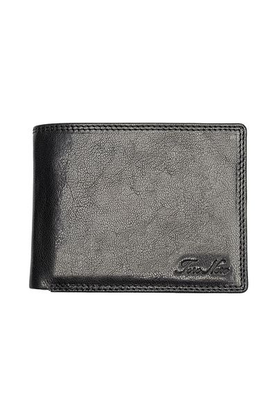 Toro Nero Men's Wallet Made Of Black Genuine Leather Thread, Rfid Protection