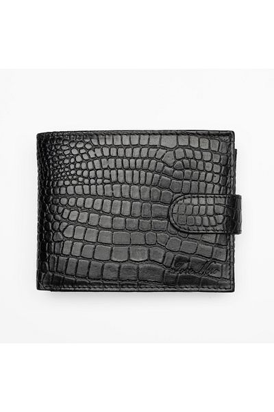 Toro Nero Men's Wallet Made Of Black Crocodile Leather Viki, Rfid Protection