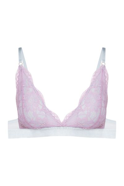 ESOTIQ Sutien triunghi fără fereastră BLOOVII, dantelă florală, confort, cu tampoane detașabile | Samara