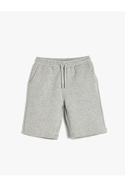 Koton Gray Boy's Shorts with Elastic Waist and Tie Detail 5Skb40022Tk