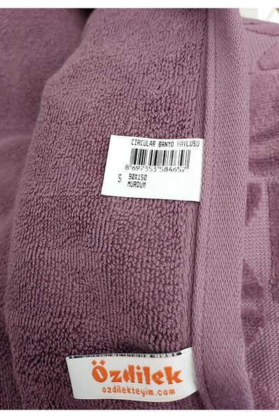 Özdilek Özdilek Velvet Cotton Oversized Bath Towel (90X150)-Circular Plum