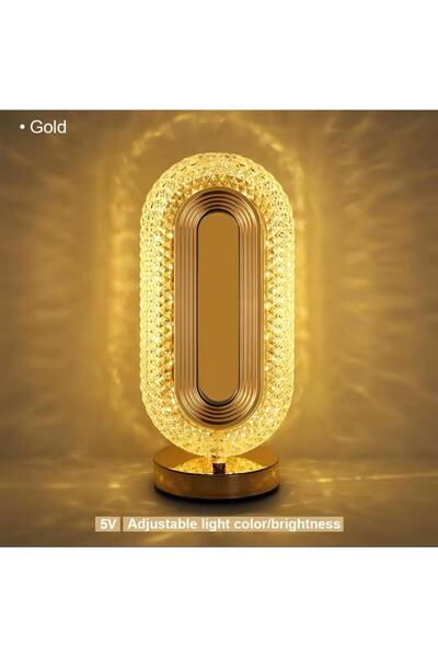 nesever store Dekoratif Gold Desenli Dokunmatik USB Şarjlı Dikdörtgen Modern Tasarım Gece Lambası