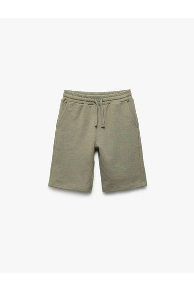 Koton Green Boy's Shorts with Belted Waist and Pocket Detail 5Skb40148Tk