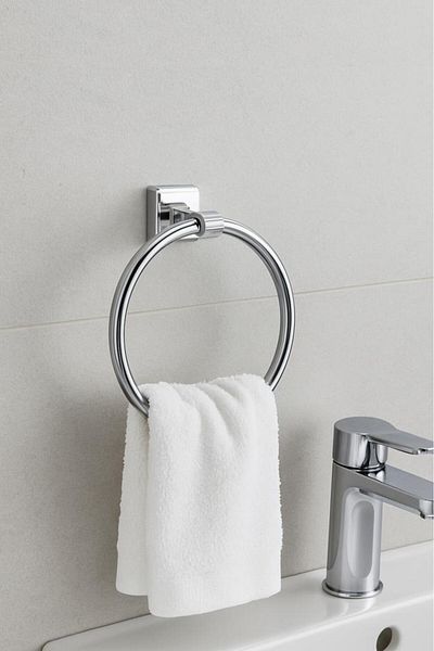 Saban Wall Mounted Towel Rack |   No Punch Mounting, Strong Adhesive System 18.5 X 21 X 7.5 cm