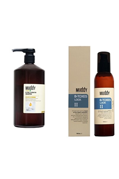 Muddy Aşırı Yıpranmış Saçlara B-tox Keratin Şamp 1000ml Durulanmayan Bakım Kremi B-toxes Lock 190ml