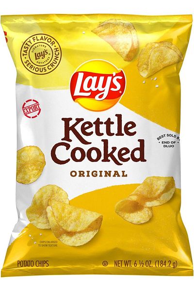 Lay's Kettle Cooked Original Potato Chips 6.5 OZ (184g) - Export