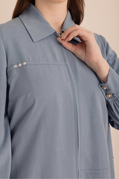 Aker Önden Fermuarlı Cotton Ferace