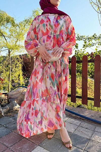 MELEK ARAZ Alya Patterned Summer Dress-Orange