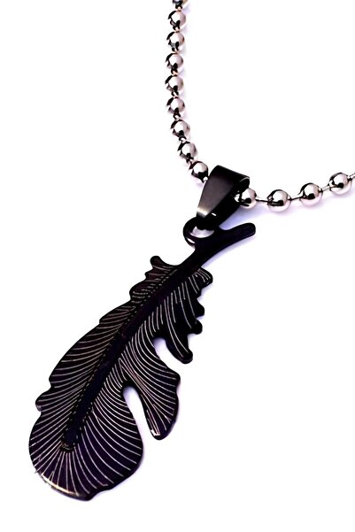 Takı Dükkanı قلادة رجالية من الفولاذ على شكل ريش مع سلسلة بلونين cck01