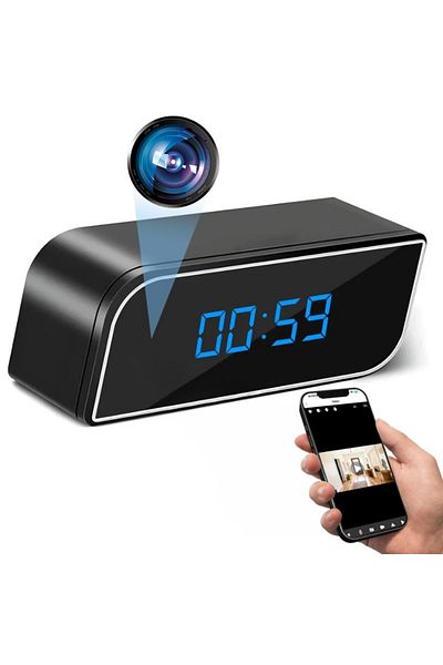 iUni Mini Desk Clock Camera Ip99, Full Hd, 150°, Night Vision, Live View On Phone