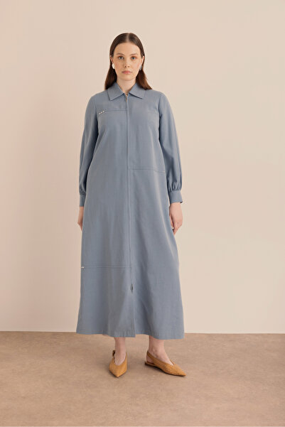 Aker Önden Fermuarlı Cotton Ferace