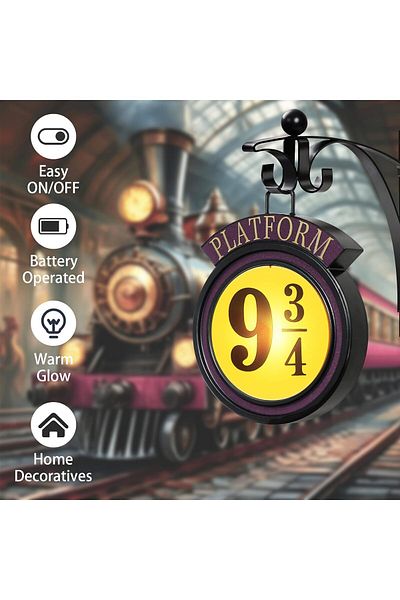 COOYA Platform 9 3/4 Sign Light, Room Party Decoration,Vintage Hanging Night Light