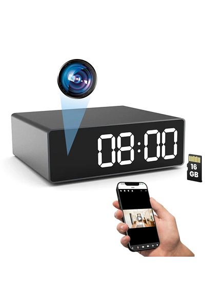 iUni Mini Desk Clock Camera Ip33, Full Hd, 16gb, 150°, Night Vision, Live View On Phone