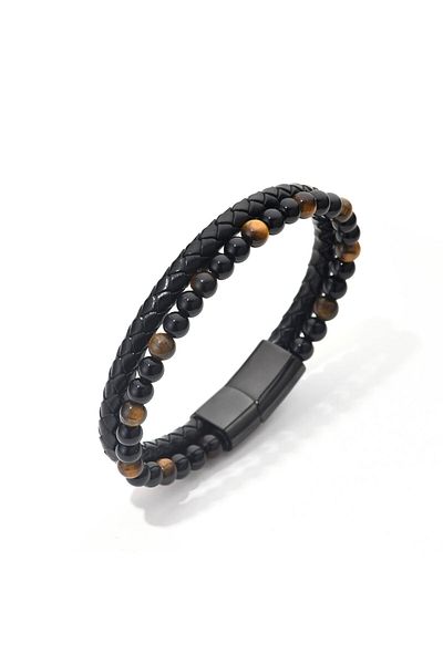 Toro Nero Men's bracelet made of brown genuine leather Cleo