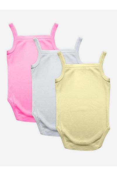 Babies Basic By Styli مجموعة من 3 قطع - بدلة جسم بدون أكمام من القطن الممشط