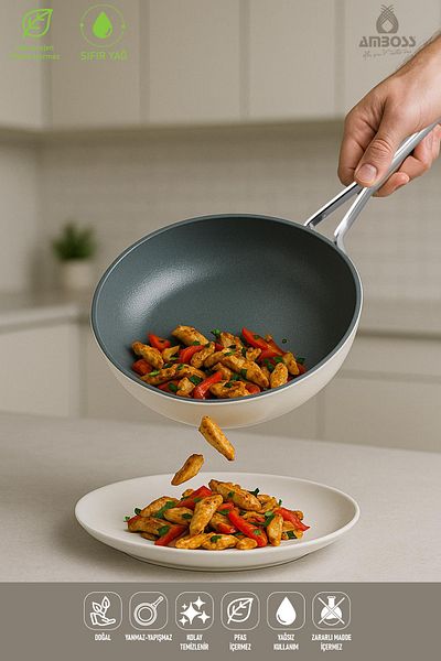 Amboss Sera Nova Fireproof Non-Stick Ceramic Wok Pan 28 cm – White