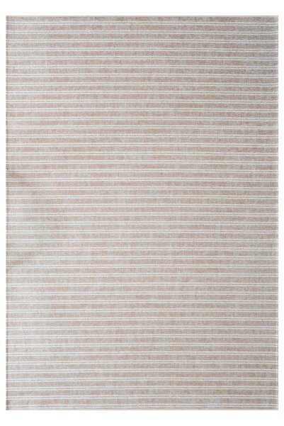 Serente Home Abstract Line Patterned Washable Non-Slip Base Chenille Carpet Beige White Runner 4162