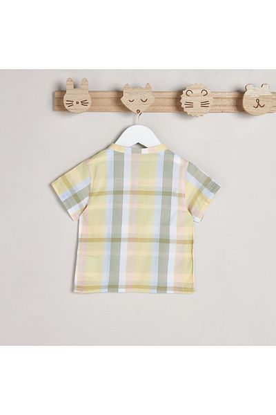 giggles Checked Print Shirt with Short Sleeves and Button Closure